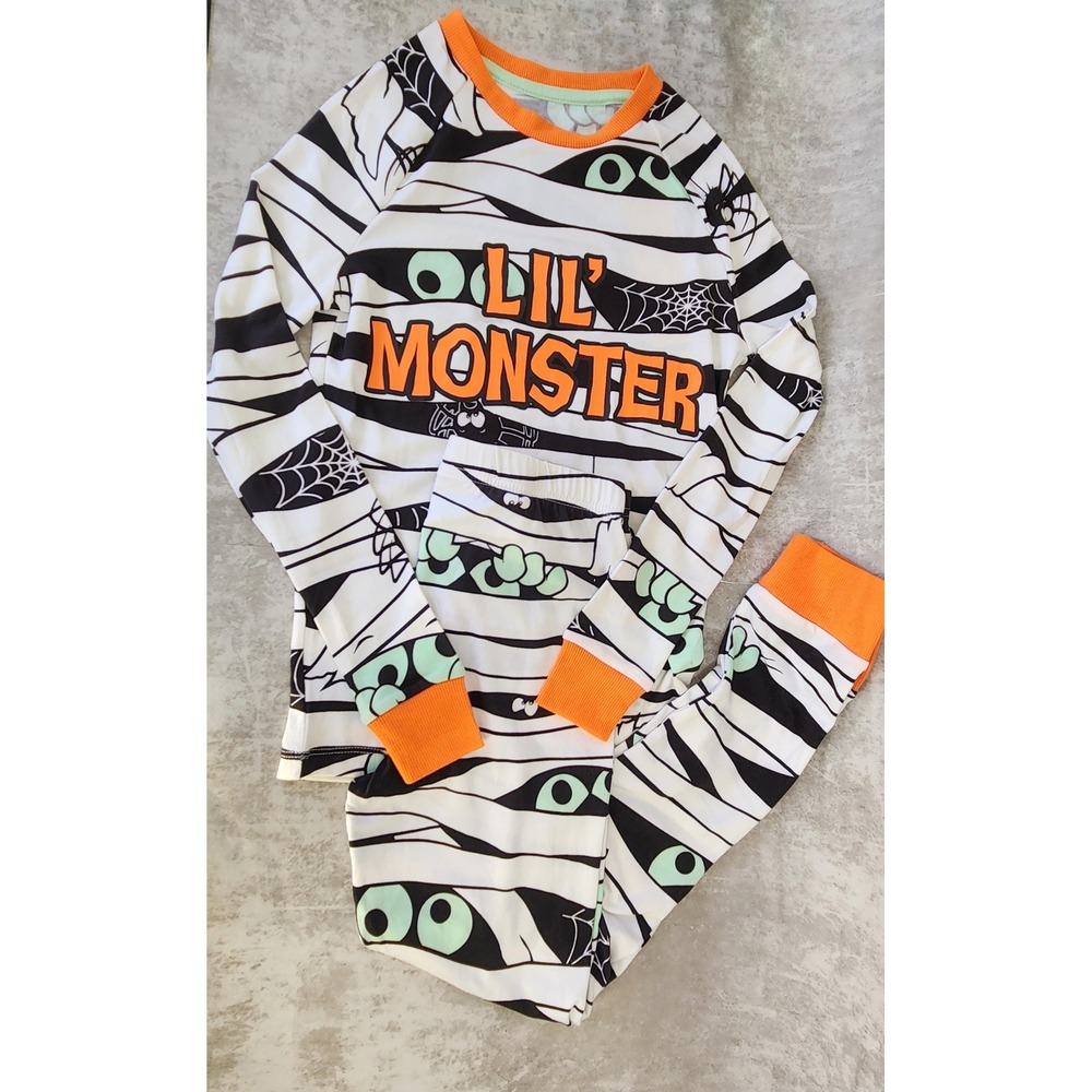 Celebrate Halloween Pajama Set Kids Unisex Size 10 White Orange NWT Mummy Print